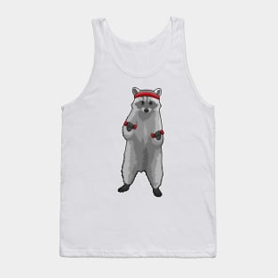 Racoon at Fitness with Dumbbells Tank Top